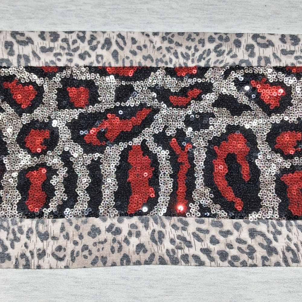 Lilypad Long Sleeve Top 1XL‎ Red Sequined Leopard Print - Picture 5 of 8